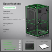 Grow Tent Pro 4x4 P448, High Reflective Mylar with 2000D Oxford Canvas & Heavy-Duty Metal Support 48"x48"x80"