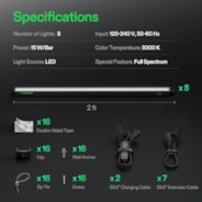 T5 Grow Lights for Indoor Plants, 5000K Full Spectrum 120W (8 x 15W), 2FT LED Plant Light Strip with Timer & Dimming Controller for Seed Starting, 8-Pack