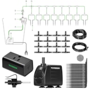 Automatic Drip Irrigation Kit for Indoor & Outdoor Plants, Smart Watering System with 16 Drip Emitters, 4mm Fast Flow, App-Controlled A10 GrowHub, Quiet 15W Pump