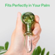 4” Classic Spoon Pipe, Glass Dry Pipe with Single Hole Push Bowl, Green