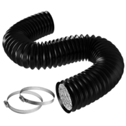 6 Inch 8 Feet Black Non-Insulated Flex Air Aluminum Ducting, w/Two 6 Inch Stainless Steel Clamps