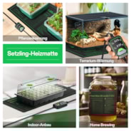 Anzucht-Heizmatte mit digitalem Dual-Display-Thermostat, 25x53 cm schwarze Wärmematte für die Keimung von Samen, 3er-Pack