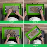 2-in-1 Trimming Tray 20" x 13", with 150 Micron Mesh Sifter, Bottom Harvest Bin, Brush and Magnifying Card, Green