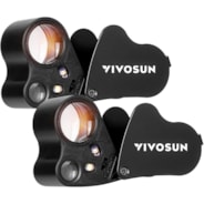 30X-60X Jewelers Loupe Magnifier with LED Light (2-Pack Black)