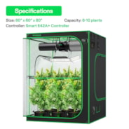Smart Grow Tent Kit Pro 5x5, 6-Plant Complete System, with WiFi E42A+ Controller, 3x 200W AeroLight Wing SE LED Grow Light, and 6-inch AeroZesh G6 Ventilation Comb