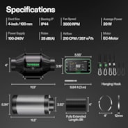 Smart Air Filtration PRO Kit 4", AeroZesh T4 Inline Duct Fan with GrowHub E42A+, Temperature Humidity Controller, Carbon Filter & Ducting Ventilation System for Grow Tent, Hydroponics