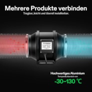 4 Inch 8 Feet Black Non-Insulated Flex Air Aluminum Ducting, w/Two 4 Inch Stainless Steel Clamps