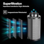 10 cm Aktivkohlefilter zur Geruchskontrolle, Schwarz