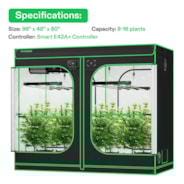 Smart Grow Tent Kit GIY-SGS-84 Pro 4x8, 8-Plant Complete System, with WiFi E42A+ Controller, 2x 450W VSFD4500 LED Grow Light, and 8-inch AeroZesh T8 Ventilation Combo