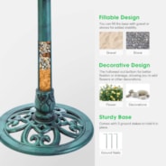 28” Polyresin Lightweight Antique Bird Bath for Outdoors, Gardens, Patio, Yard, Deck, Green