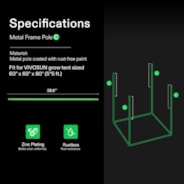 19mm Grow Tent Pole-C for 5x5 Tent 1-Piece, Only for Vivosun Grow Tents