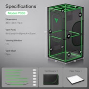 Grow Tent Pro 3x3 P336, High Reflective Mylar with 2000D Oxford Canvas & Heavy-Duty Metal Support 36"x36"x72"