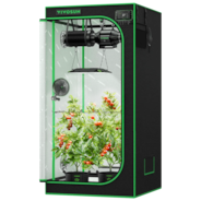 AUSVERKAUF | Smart Growbox Komplettset Pro 80 x 80 x 160 cm, Komplettsystem für 2 Pflanzen, mit WiFi E42A+ Controller, 100W AeroLight LED Pflanzenlampe, 10 cm AeroZesh T4 Abluftset und AeroWave E6 Gen2 Clip Fan