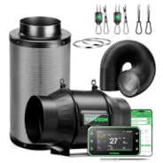 Smart Air Filtration PRO Kit 6", AeroZesh T6 Inline Duct Fan with GrowHub E42A+, Temperature Humidity Controller, Carbon Filter & Ducting Ventilation System for Grow Tent, Hydroponics