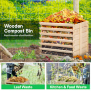 VIVOSUN 170 Gallon Wooden Compost Bin, Removable Front Door, Easy to Setup for Backyard, Lawn (Black with Gloves and Liner)
