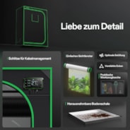 Growbox 150x80x200cm S538, für 4–6 Pflanzen, 600D lichtdichtes Oxford-Gewebe, für den Indoor-Pflanzenanbau