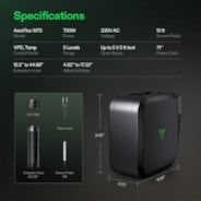 AeroFlux W70 Smart Grow Tent Heater with VPD Control, 700W PTC Heating, Plant Heater with 5 Power Levels, App Control, Overheat & Tip-Over Protection