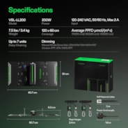 LumaLight LED Grow Light, Full Spectrum Plant Light, 200W Smart Dimmable & High PPFD for Indoor Plants Seedling Vegetables Bloom