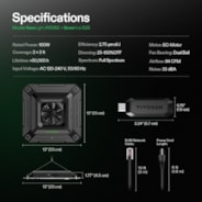 AeroLight A100SE Full Spectrum LED Grow Light 100W, with Integrated Circulation Fan & GrowHub E25, Compatible with APP, 2 x 2 Ft. Coverage