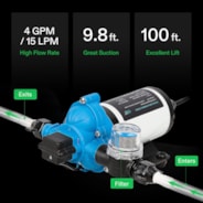 Water Pressure Pump, 115VAC 4 GPM 45 PSI Diaphragm Water Pump / Strainer for Bathrooms, Kitchens, RVs, and Yachts (Fixable)