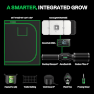 Smart Growbox Komplettset GIY-SGS-42 120 x 60 x 150 cm, Komplettsystem für 2 Pflanzen, mit WiFi E42A Controller, 200W AeroLight Wing SE LED Pflanzenlampe und 10 cm AeroZesh G4 Abluftset