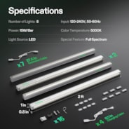 T5 Linear Grow Lights, 5000K Full Spectrum LED Grow Lights for Indoor Plants, SGS Compatible, 15W/Bar, 2ft, 8-Pack