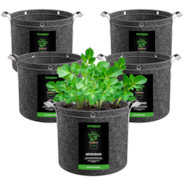 3 Gallon Grow Bags 5-Pack Black Thickened Nonwoven Fabric Pots with Handles, Multi-Purpose Rings