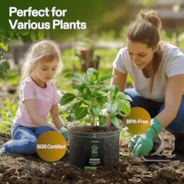 5 Gallon Grow Bags 5-Pack Black Thickened Nonwoven Fabric Pots with Handles, Multi-Purpose Rings