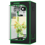 CLEARANCE | Starter Grow Tent Kit, 2 × 2ft 1-Plant System, WiFi-Controlled Grow System with Full Spectrum LED Grow Light, Automatic Ventilation, GrowHub Outlet A22 with Temperature and Humidity Sensor