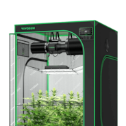 Smart Grow Tent Kit GIY-SGS-44 4x4, 4-Plant Complete System, with WiFi E42A+ Controller, 2x 200W AeroLight Wing SE LED Grow Light, and 6-inch AeroZesh G6 Ventilation Combo
