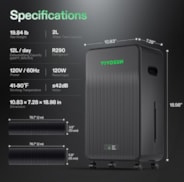 AeroDrain D12 Intelligent Environmental Dehumidifier, up to 12L/day, 2L Water Tank, with Temperature & Humidity Sensor Probe