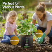 3 Gallon Grow Bags 5-Pack Black Thickened Nonwoven Fabric Pots with Handles, Multi-Purpose Rings