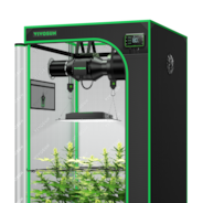 Smart Growbox Komplettset GIY-SGS-27 80 x 80 x 160 cm, Komplettsystem für 2 Pflanzen, mit WLAN E42A Controller, 150W AeroLight SE LED Pflanzenlampe und 10 cm AeroZesh G4 Abluftset