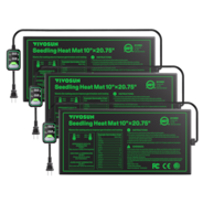 Seedling Heat Mat with Dual Digital Display Thermostat, 10" x 20.75" Black Warm Hydroponic Heating Pad for Seed Germination, 3 Pack