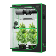 Smart Grow Tent Kit Pro 2x4, 2-Plant Complete System, with WiFi E42A+ Controller, 200W AeroLight Wing LED Grow Light, 4-inch AeroZesh T4 Ventilation Combo, and AeroWave E6 Gen2 Clip-on Fan