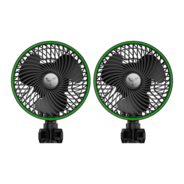 AeroWave E6 Clip-on Fan, EC Motor, Auto Oscillation Fan, Air Circulator For Grow Tent, Black, 2 Pack