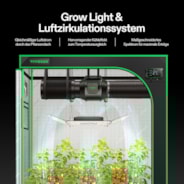 Smart Growbox Komplettset GIY-SE-42 120 x 60 x 150 cm, 2-Pflanzen Komplettsystem mit WLAN E42A Controller, 200W AeroLight Wing SE LED Pflanzenlampe und 10cm AeroZesh S4 Abluftset