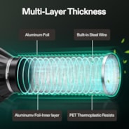 6-Zoll-25-Fuß-Flex-Air-Aluminiumrohr, nicht isoliert, mit zwei 6-Zoll-Edelstahlklemmen