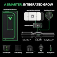 Smart Grow Tent Kit Pro 3x3, 3-Plant Complete System, with WiFi E42A+ Controller, 200W AeroLight Wing LED Grow Light, 4-inch AeroZesh T4 Ventilation Combo, and AeroWave E6 Gen2 Clip-on Fan
