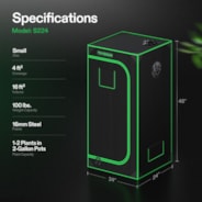 Grow Tent 2x2 S224, 1-2 Plants Use, 600D Light-proof Oxford, 24″ x 24″ x 48″, For Indoor Plants Growing