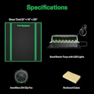 Clone Tent Kit 20″x14″x21″, with Seed Starter Tray, Heat Mat, AeroWave D4 Clip Fan, and Rockwool Cubes