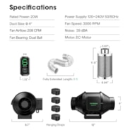 Smart Air Filtration Kit 4″, AeroZesh S4 Inline Fan with Carbon Filter & Ducting Combo