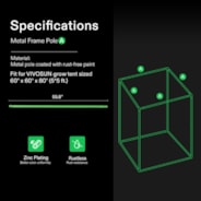 19mm Grow Tent Pole-A for 5x5 Tent 1-Piece, Only for Vivosun Grow Tents