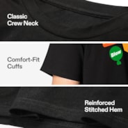 100% Cotton T-shirt L, Black Crew Neck Tee with Front Logo & Plant-Inspired Back Graphic