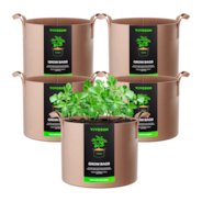 1 Gallon Grow Bags 5-Pack Brown Thickened Nonwoven Fabric Pots with Handles