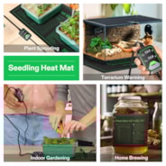 Seedling Heat Mat with Dual Digital Display Thermostat, 10" x 20.75" Black Warm Hydroponic Heating Pad for Seed Germination