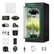 Smart Grow Tent Kit 2x2 Complete Indoor Grow System with Smart Controller, Full-Spectrum LED Grow Light & Ventilation Automation System, 1680D Mylar Tent 24"x24"x48"