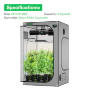 Smart Grow Tent Kit GIY-SGS-G44 4x4, 4-Plant Complete System, with WiFi E42A Controller, 400W AeroLight Wing SE LED Grow Light, and 6-inch AeroZesh G6 Ventilation Combo