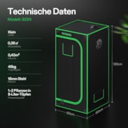 Growbox 60x60x120cm S224, für 1-2 Pflanzen, 600D lichtdichtes Oxford-Gewebe, für den Indoor-Pflanzenanbau
