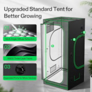 Smart Grow Tent Kit 4x4 ft, E42A+ Smart Controller, 400W Full-Spectrum LED Grow Light & Ventilation Automation System, 1680D Mylar Tent 48"x48"x80"